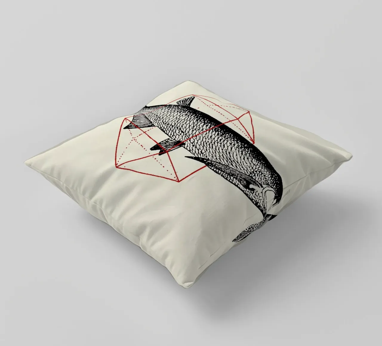 Fish in Geometrics II cuscino da Florent Bodart