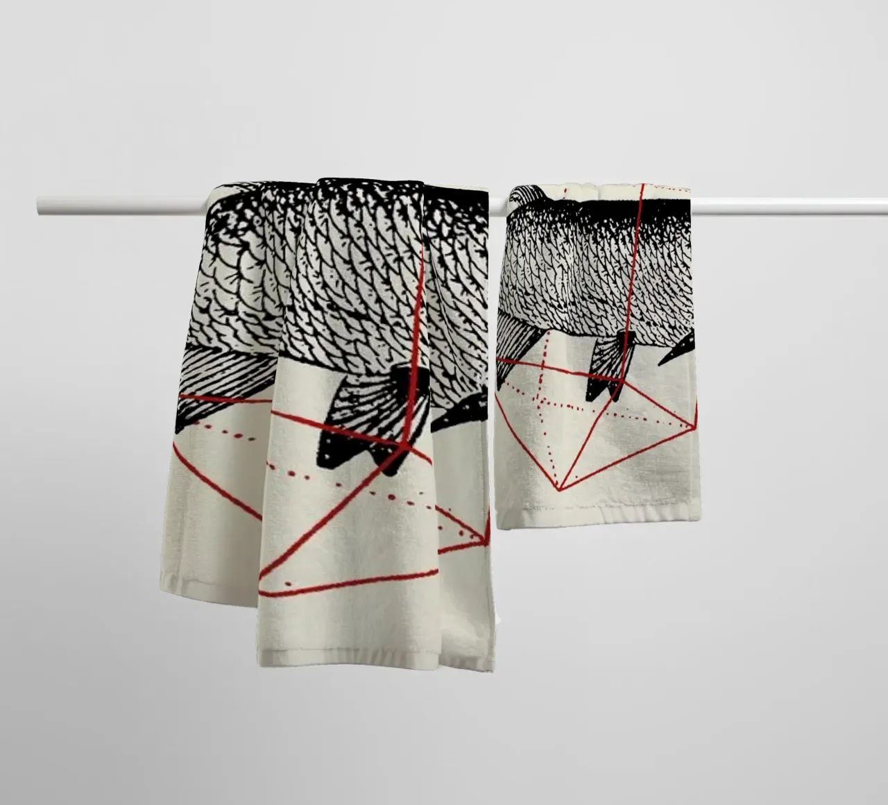 Fish in Geometrics II asciugamano da bagno da Florent Bodart