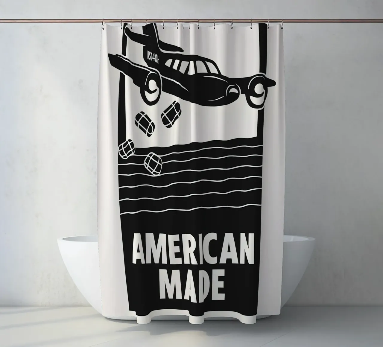 American Made Print shower curtain by MoviesArt