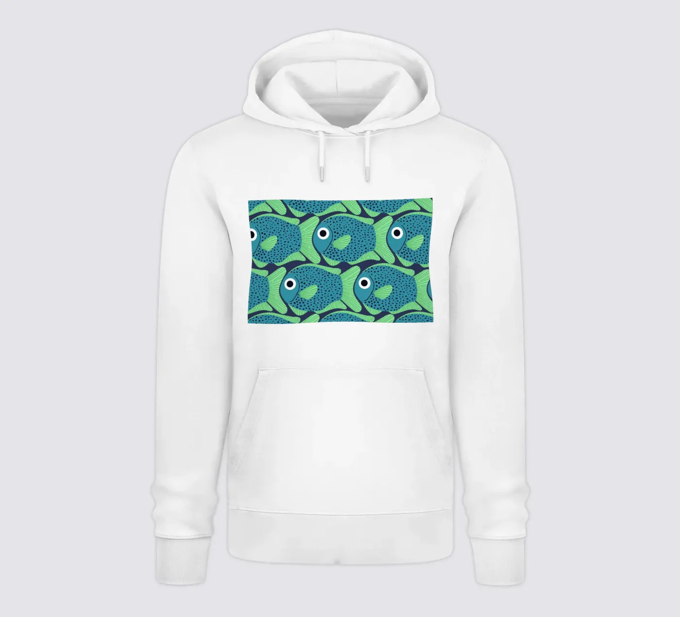 Blue Fish Pattern felpa con cappuccio da Laura Graves