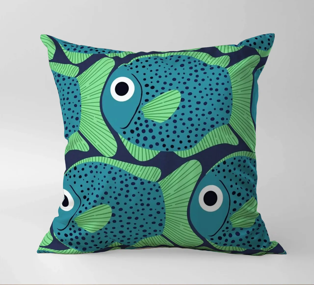 Blue Fish Pattern cuscino da Laura Graves