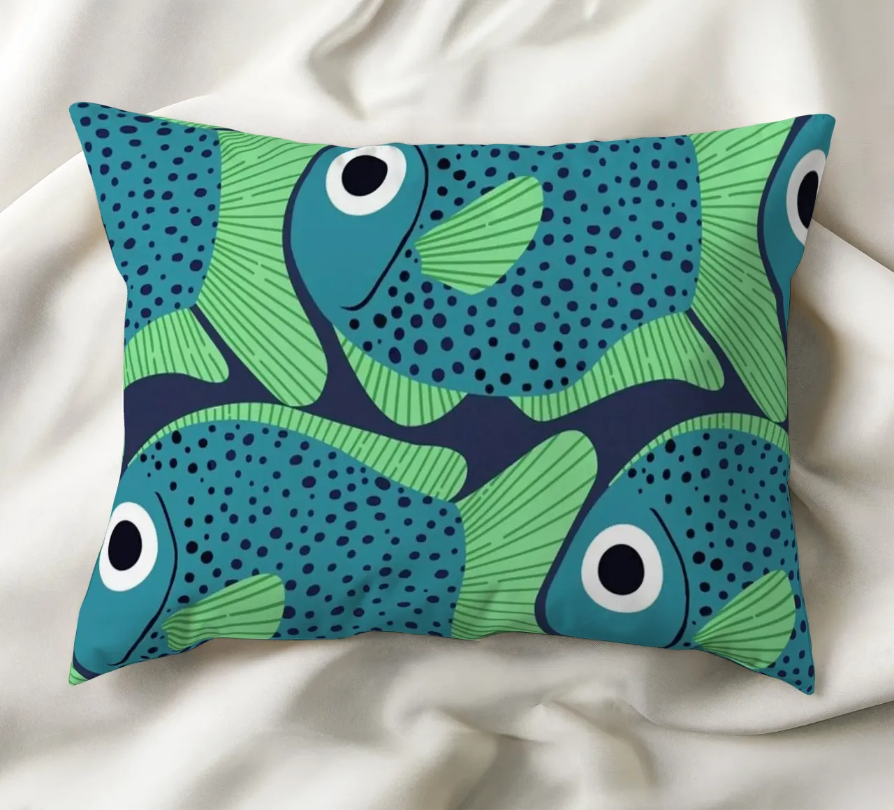 Blue Fish Pattern cuscino da Laura Graves
