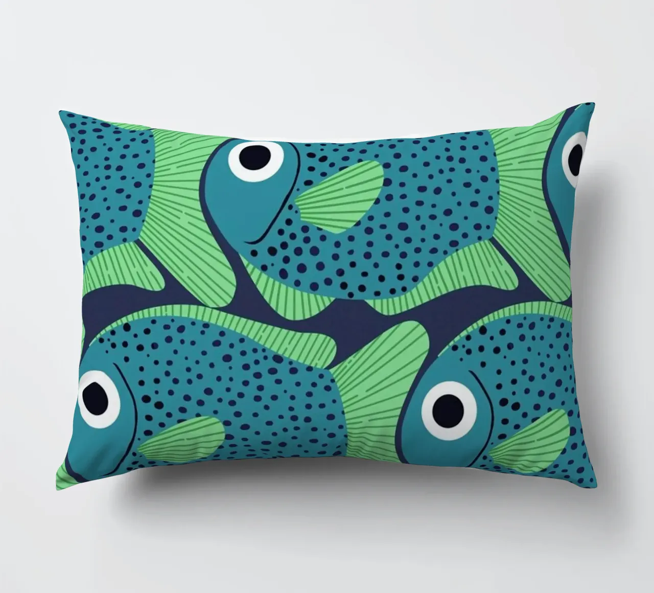 Blue Fish Pattern cuscino da Laura Graves