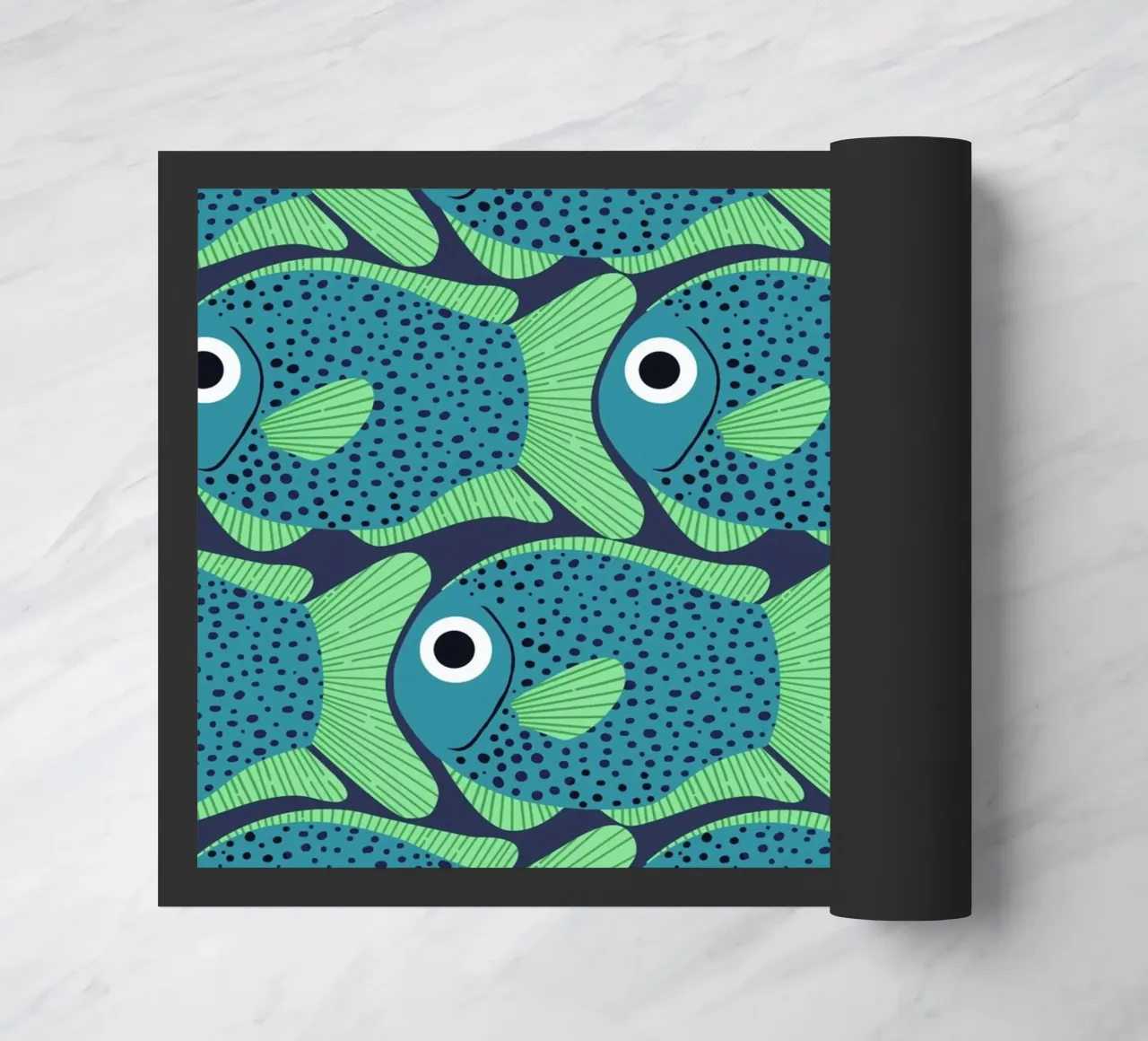 Blue Fish Pattern deurmat van Laura Graves