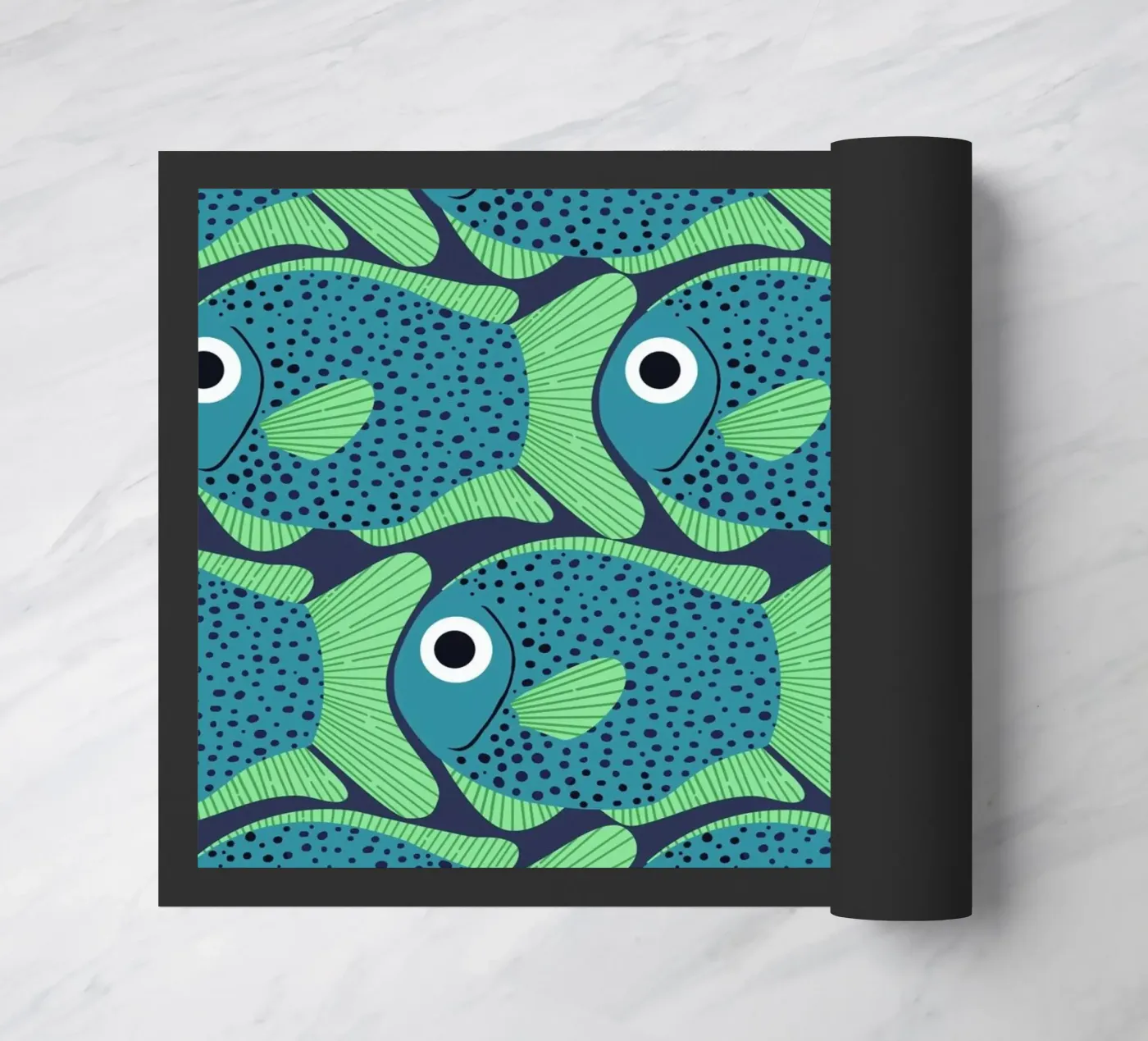 Blue Fish Pattern deurmat van Laura Graves