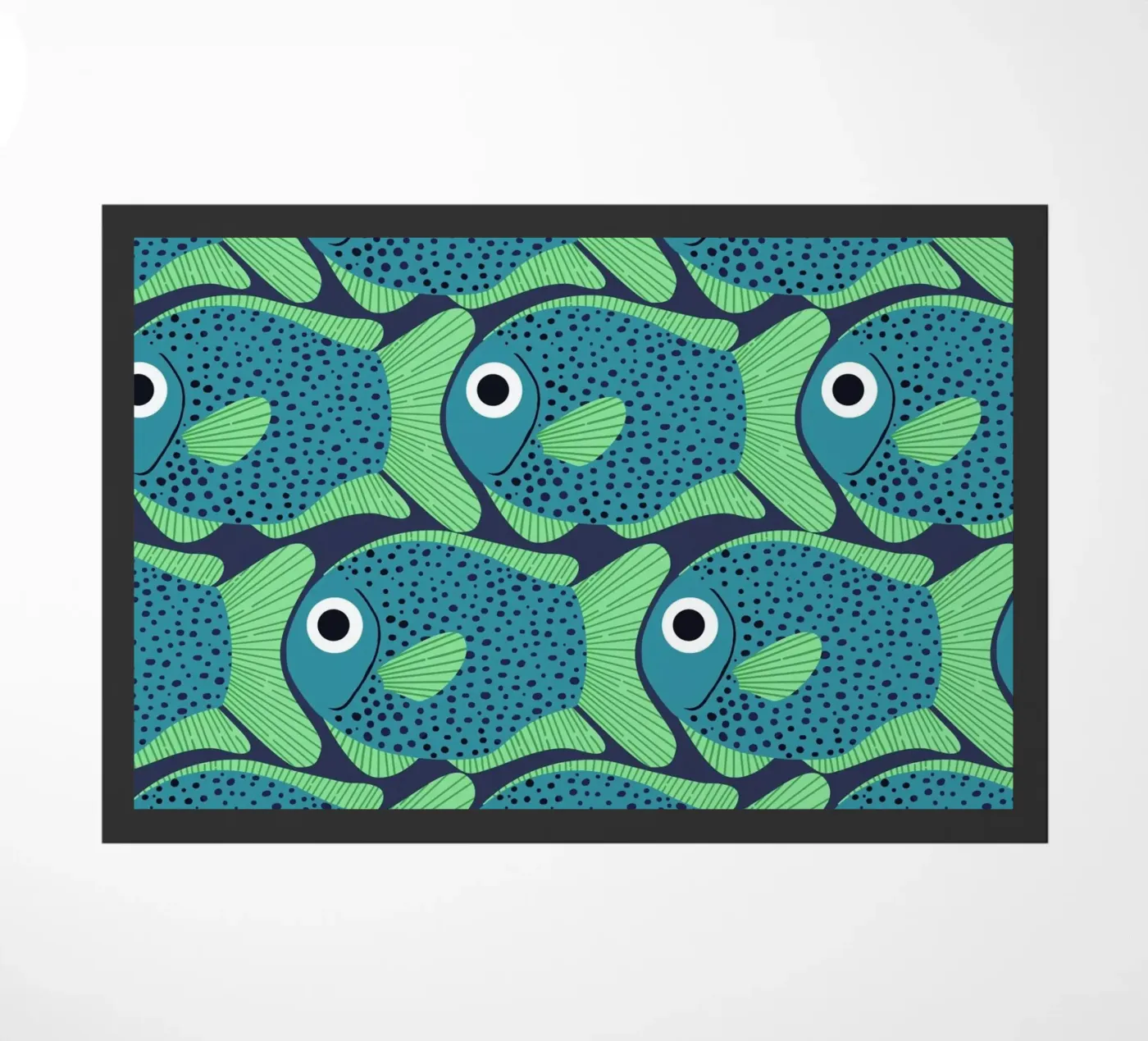 Blue Fish Pattern deurmat van Laura Graves