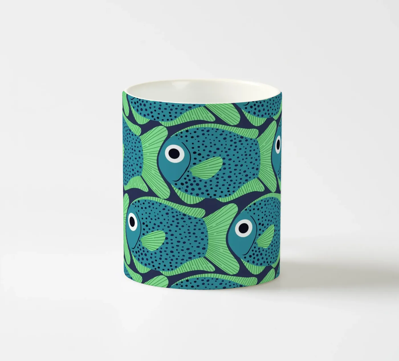 Blue Fish Pattern tazza in ceramica da Laura Graves