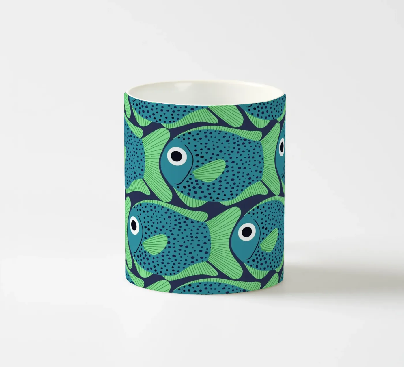 Blue Fish Pattern Keramik Tasse von Laura Graves