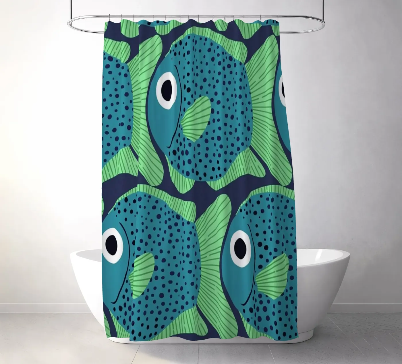 Blue Fish Pattern Duschvorhang von Laura Graves