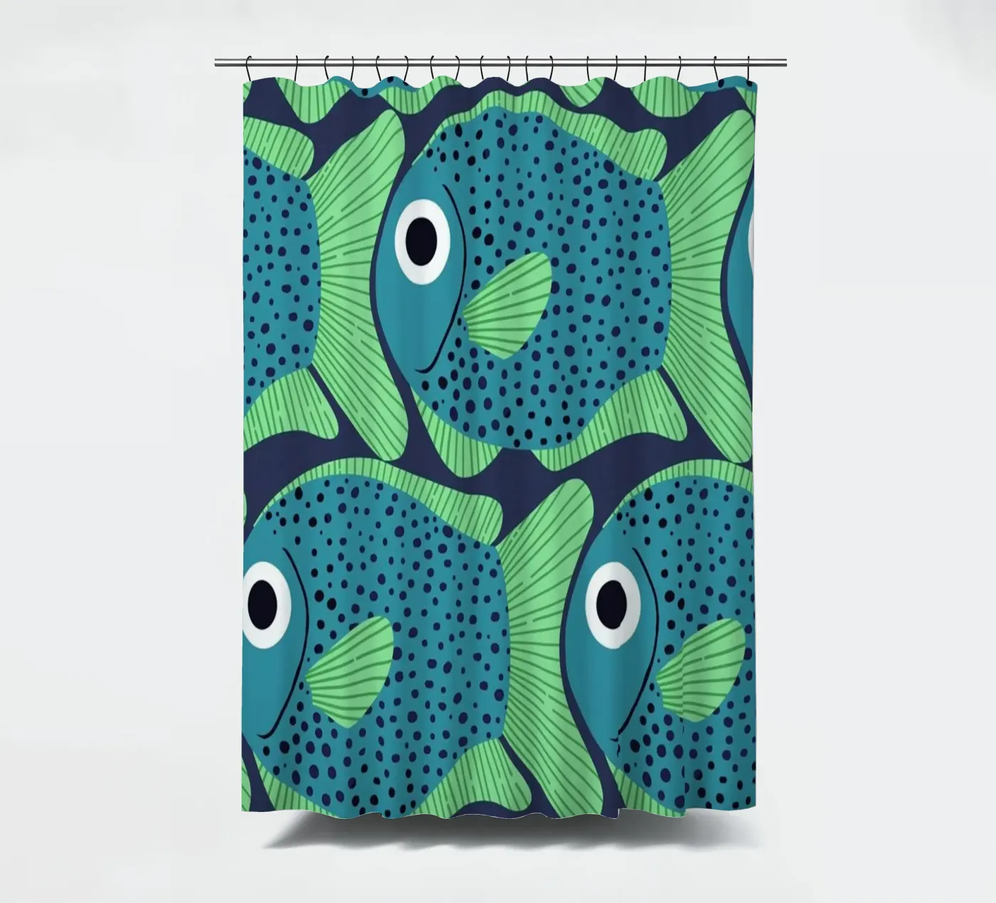Blue Fish Pattern Duschvorhang von Laura Graves