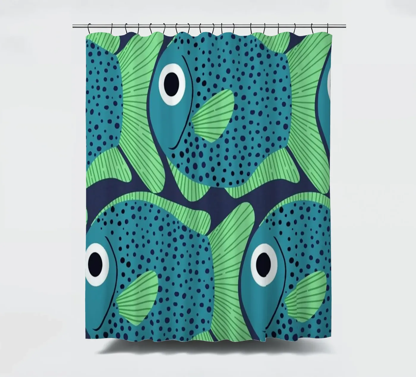 Blue Fish Pattern Duschvorhang von Laura Graves