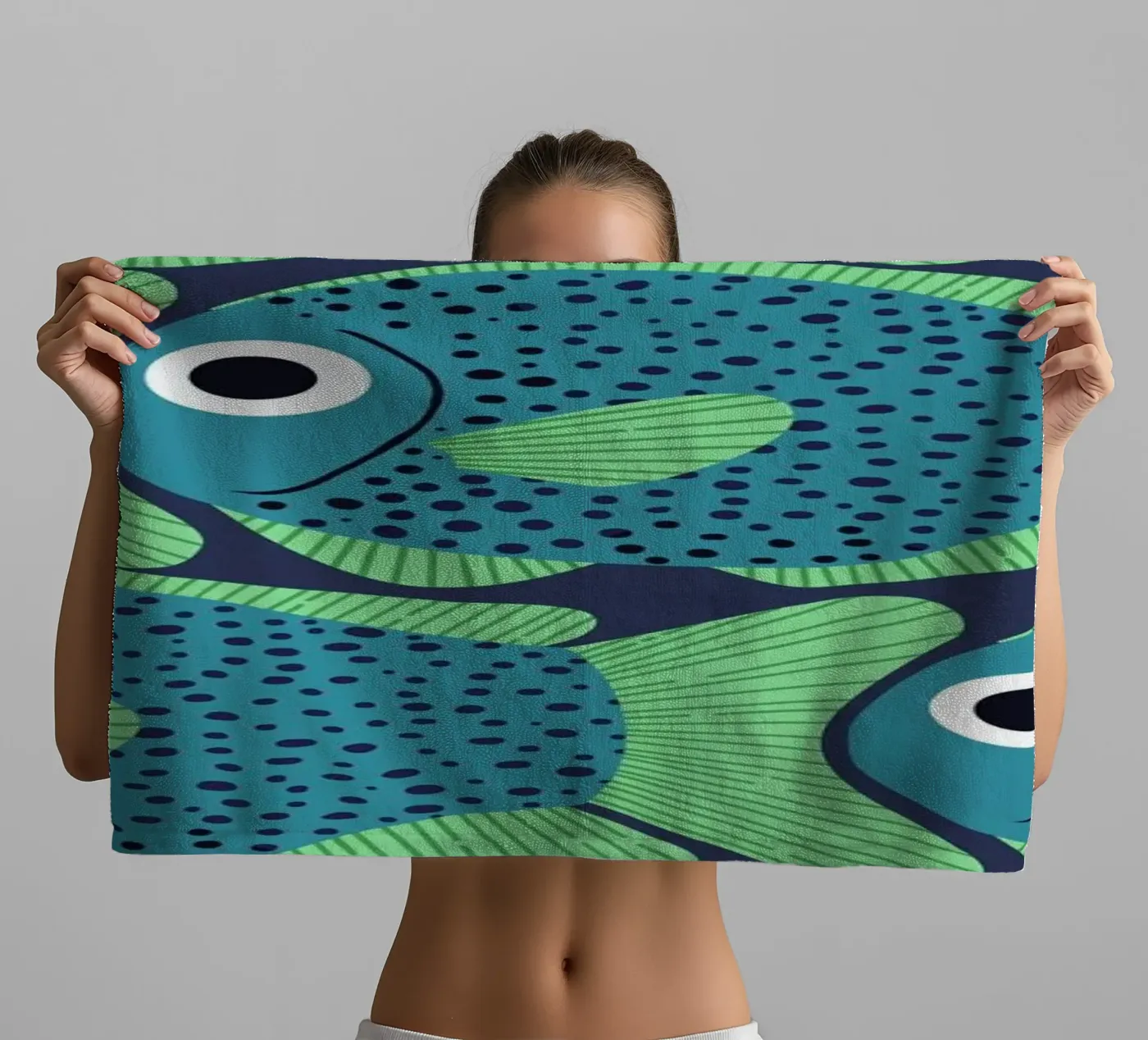 Blue Fish Pattern badhanddoek van Laura Graves