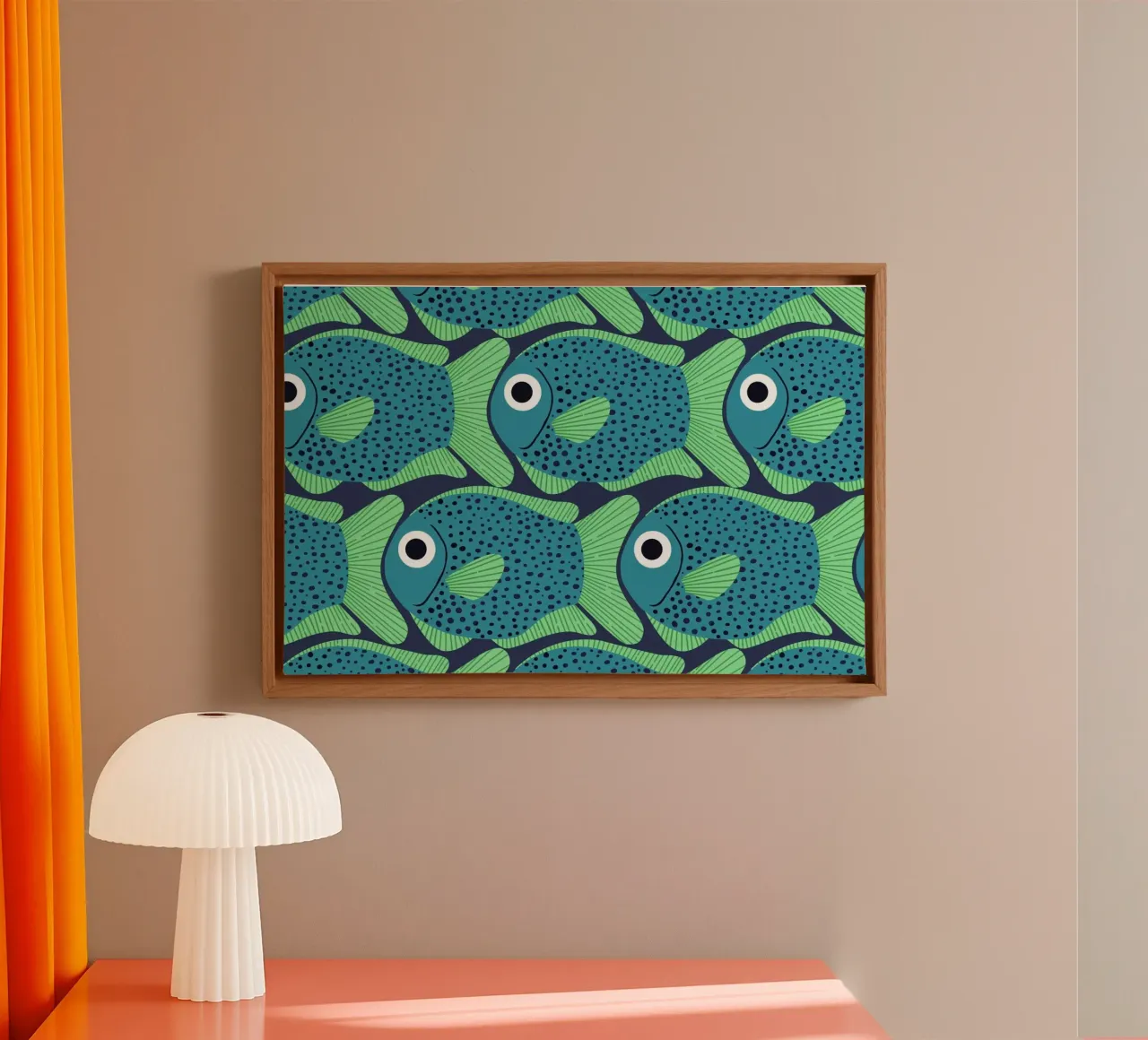 Blue Fish Pattern tela con Cornice a cassetta da Laura Graves