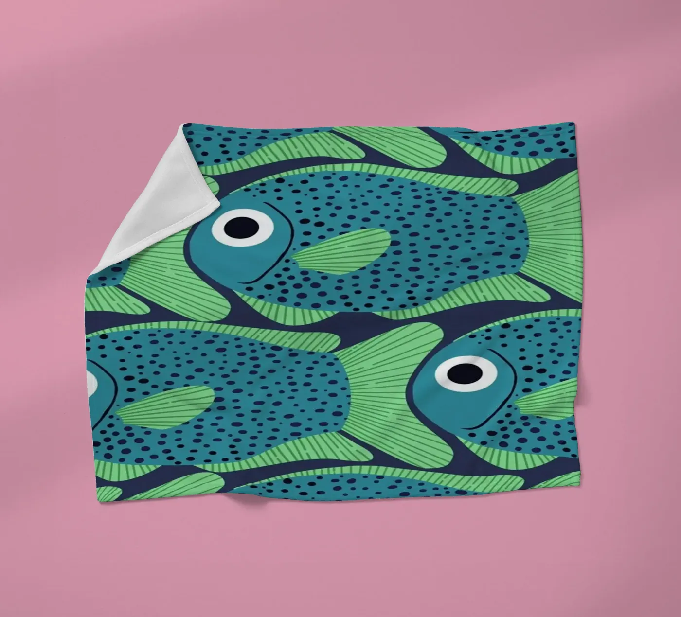 Blue Fish Pattern fleecedeken van Laura Graves