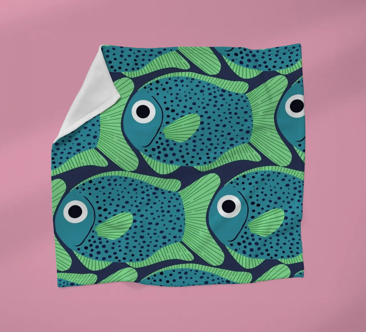 Blue Fish Pattern Fleecedecke von Laura Graves