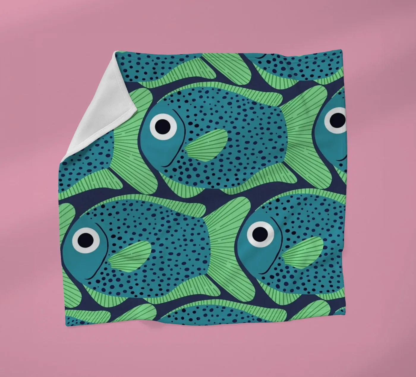 Blue Fish Pattern fleecedeken van Laura Graves