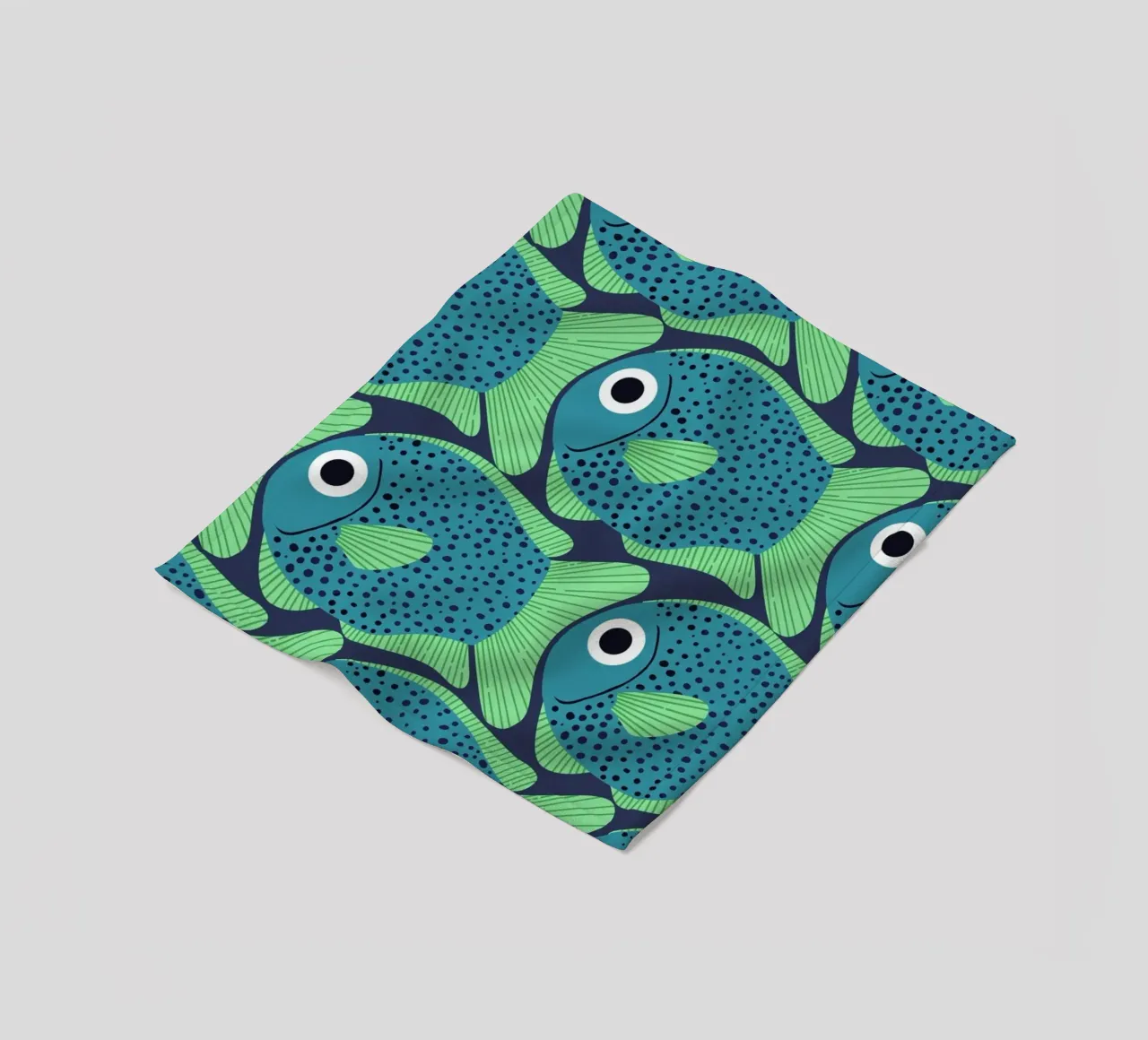 Blue Fish Pattern Fleecedecke von Laura Graves