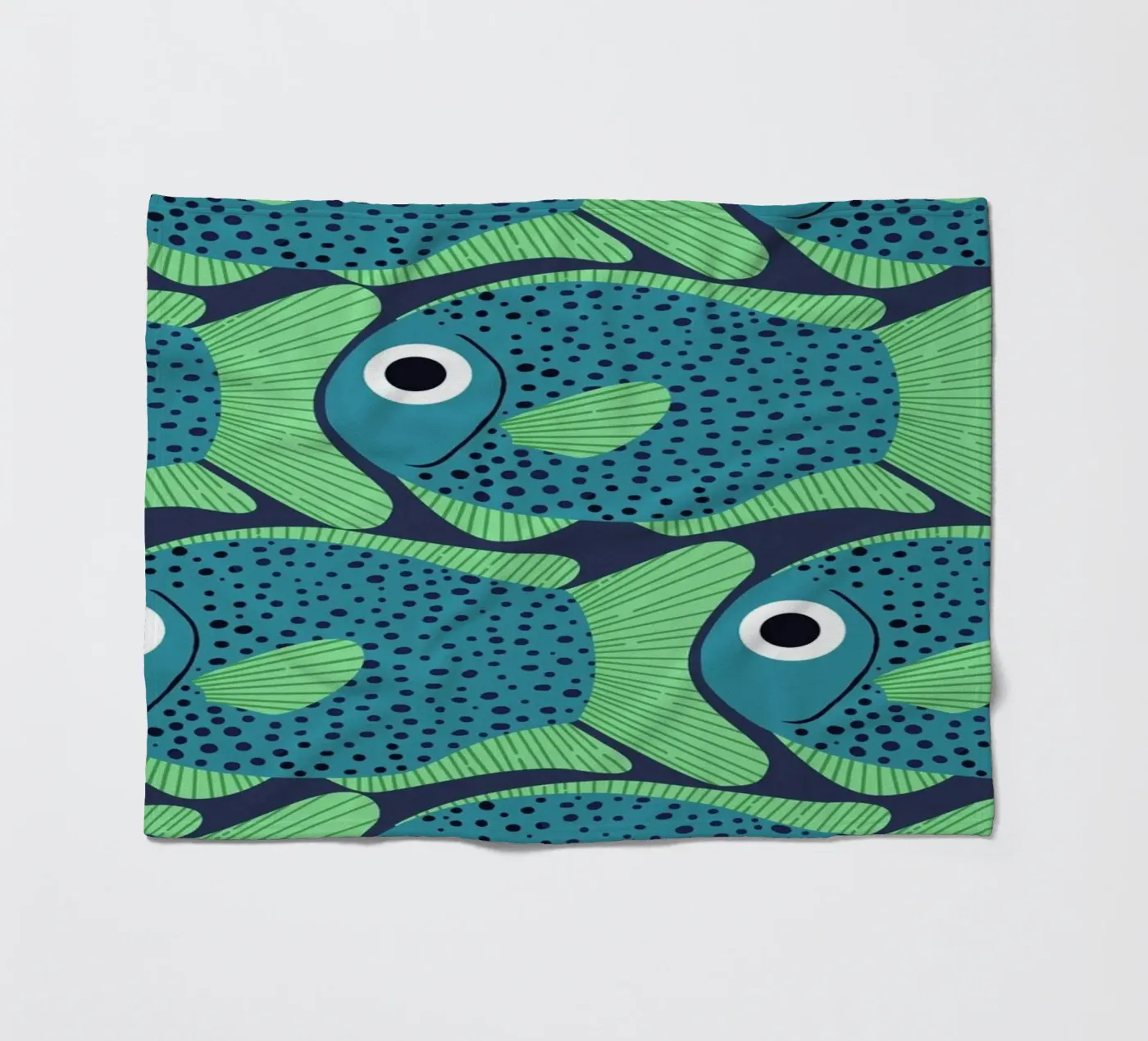 Blue Fish Pattern fleecedeken van Laura Graves