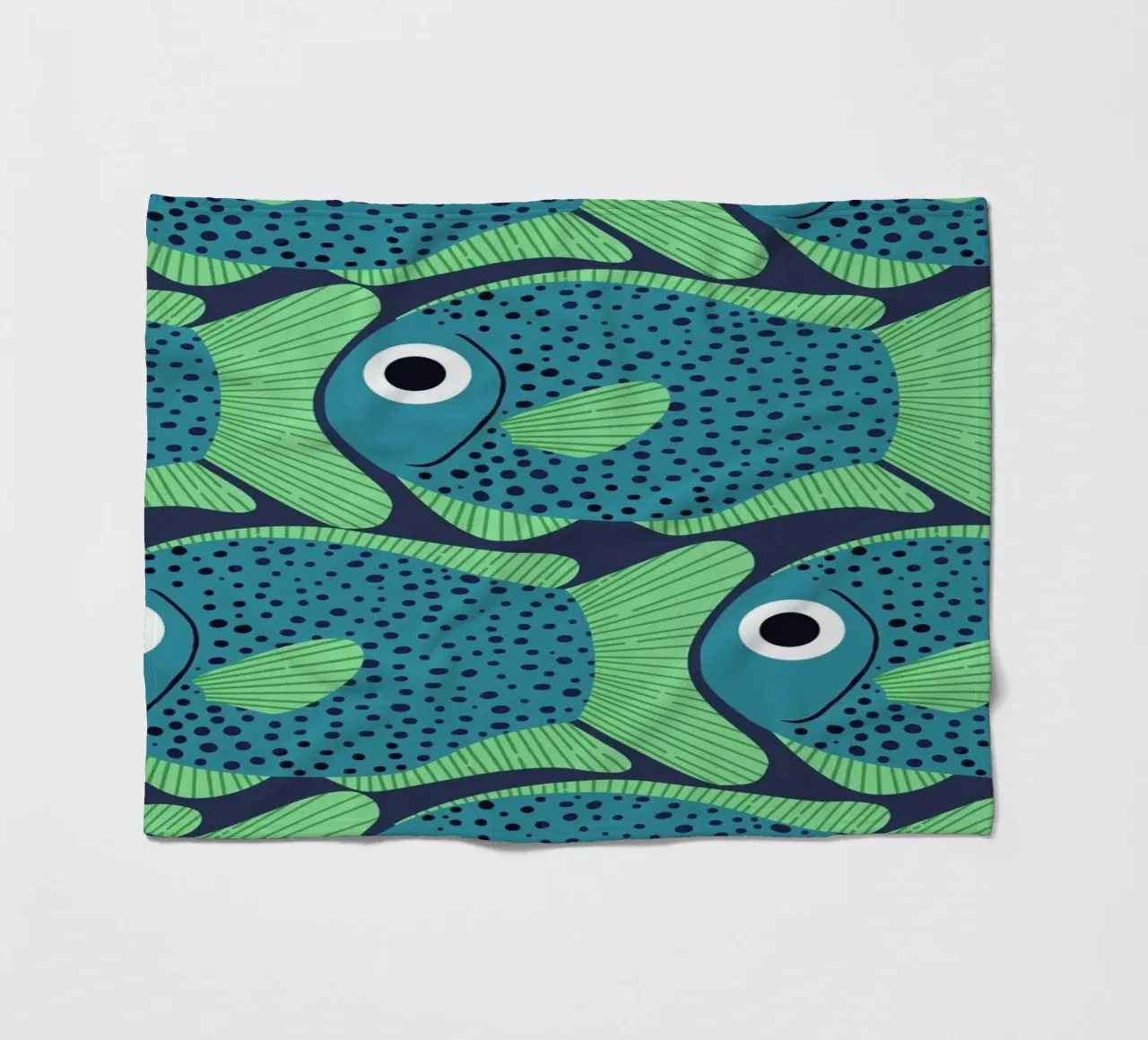Blue Fish Pattern Fleecedecke von Laura Graves