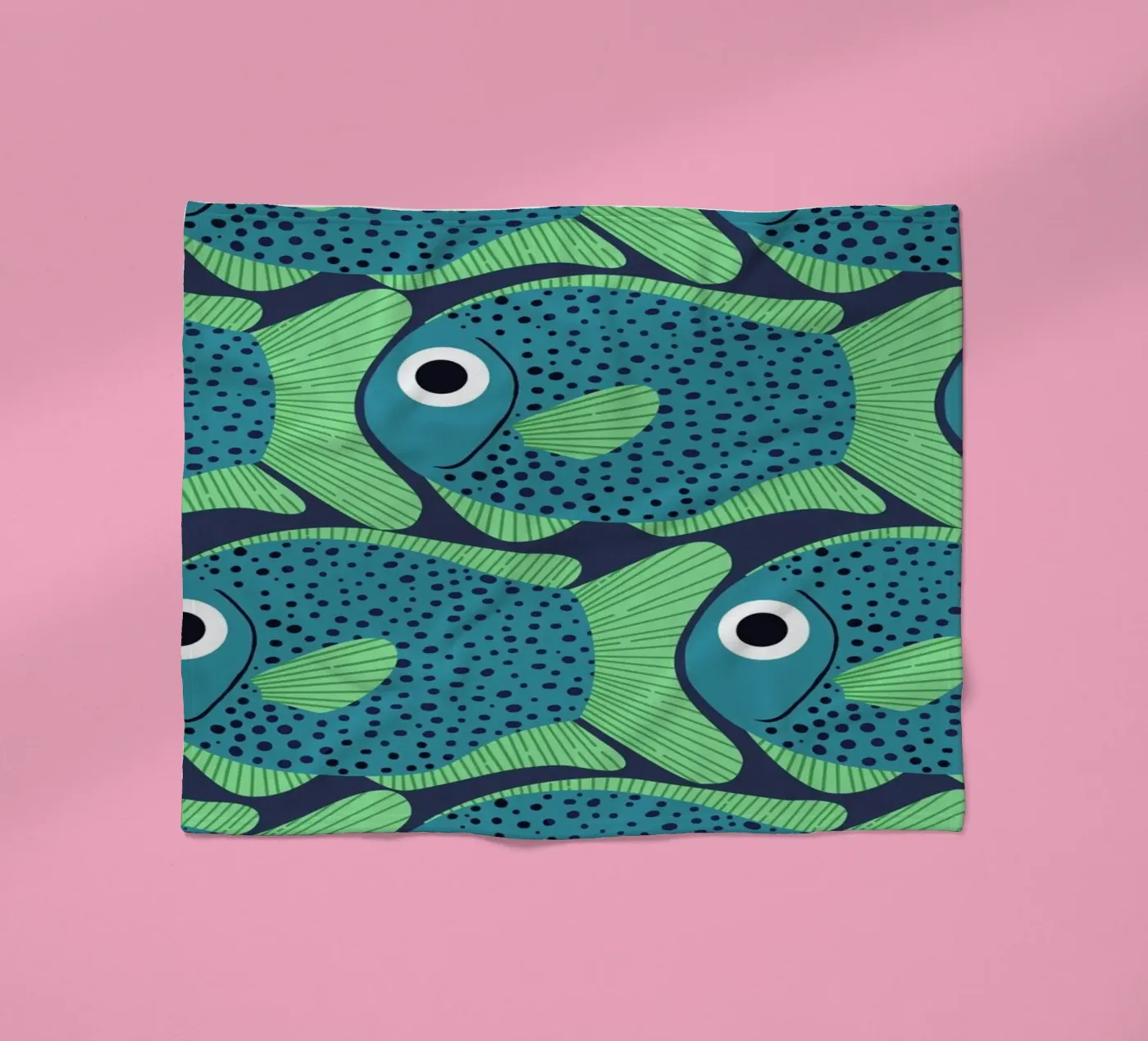 Blue Fish Pattern fleecedeken van Laura Graves