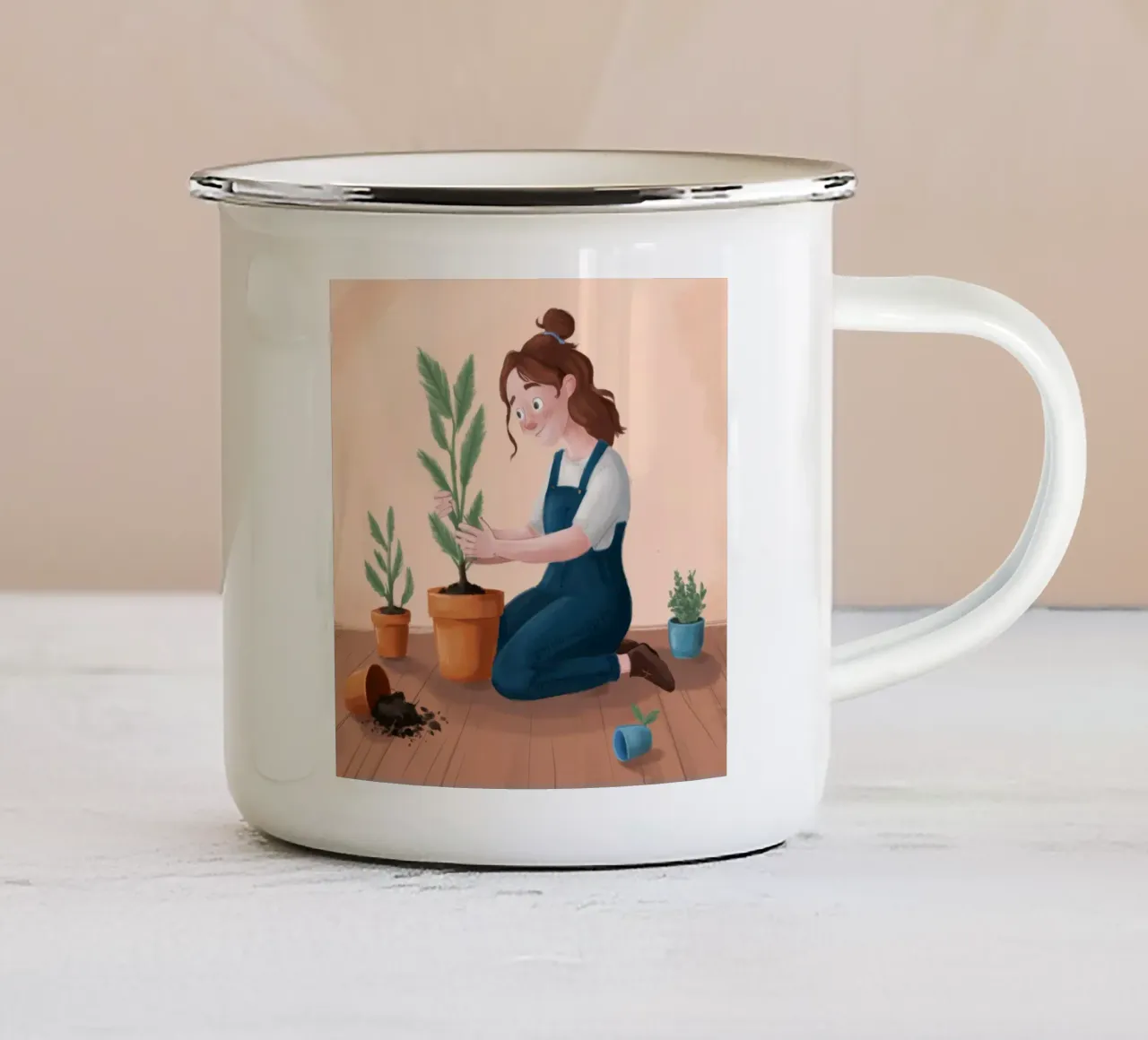 Piantare un momento delicato tazza in smalto da Arcane Shade