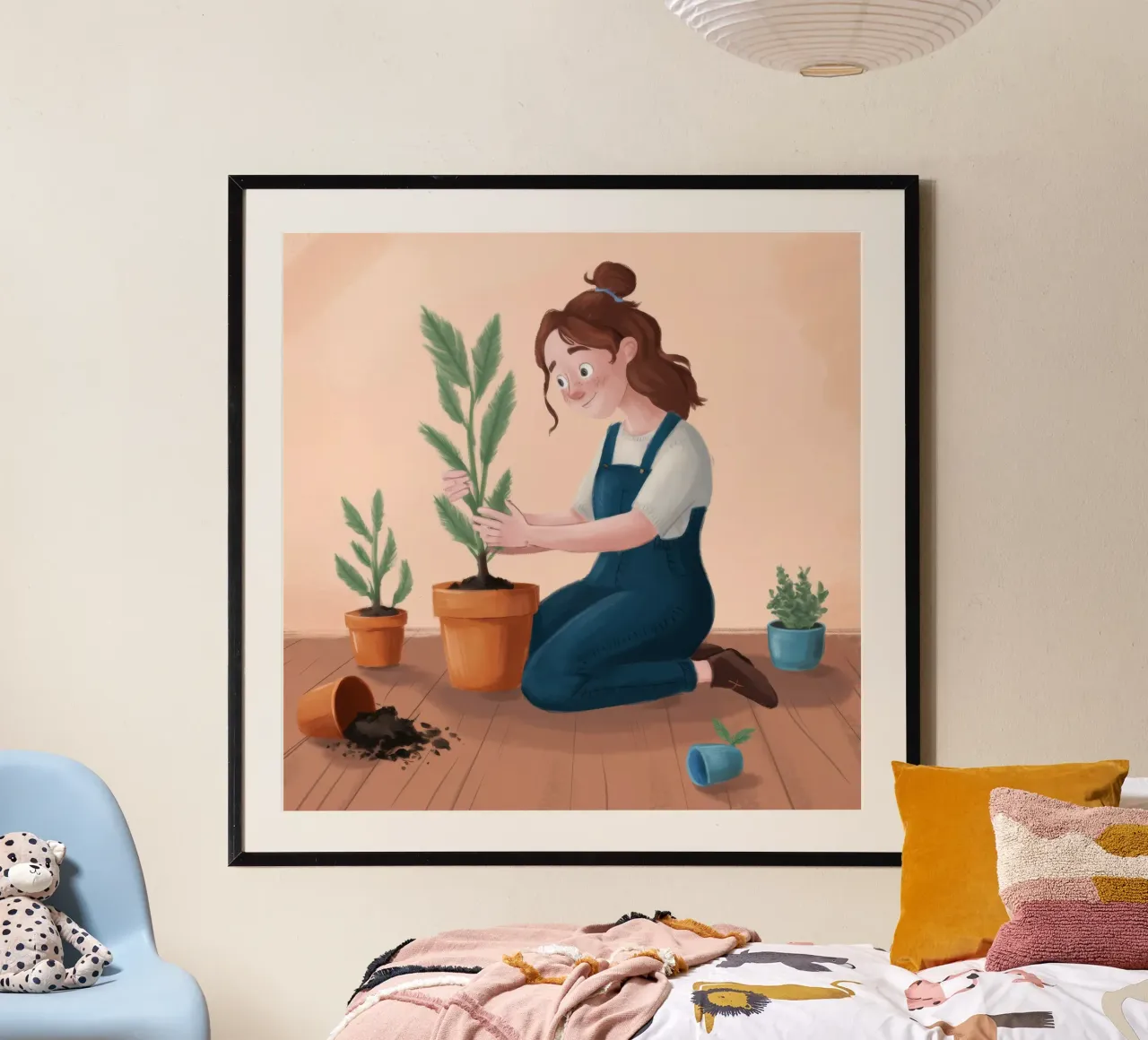 Planter un moment de douceur poster avec cadre en bois de Arcane Shade