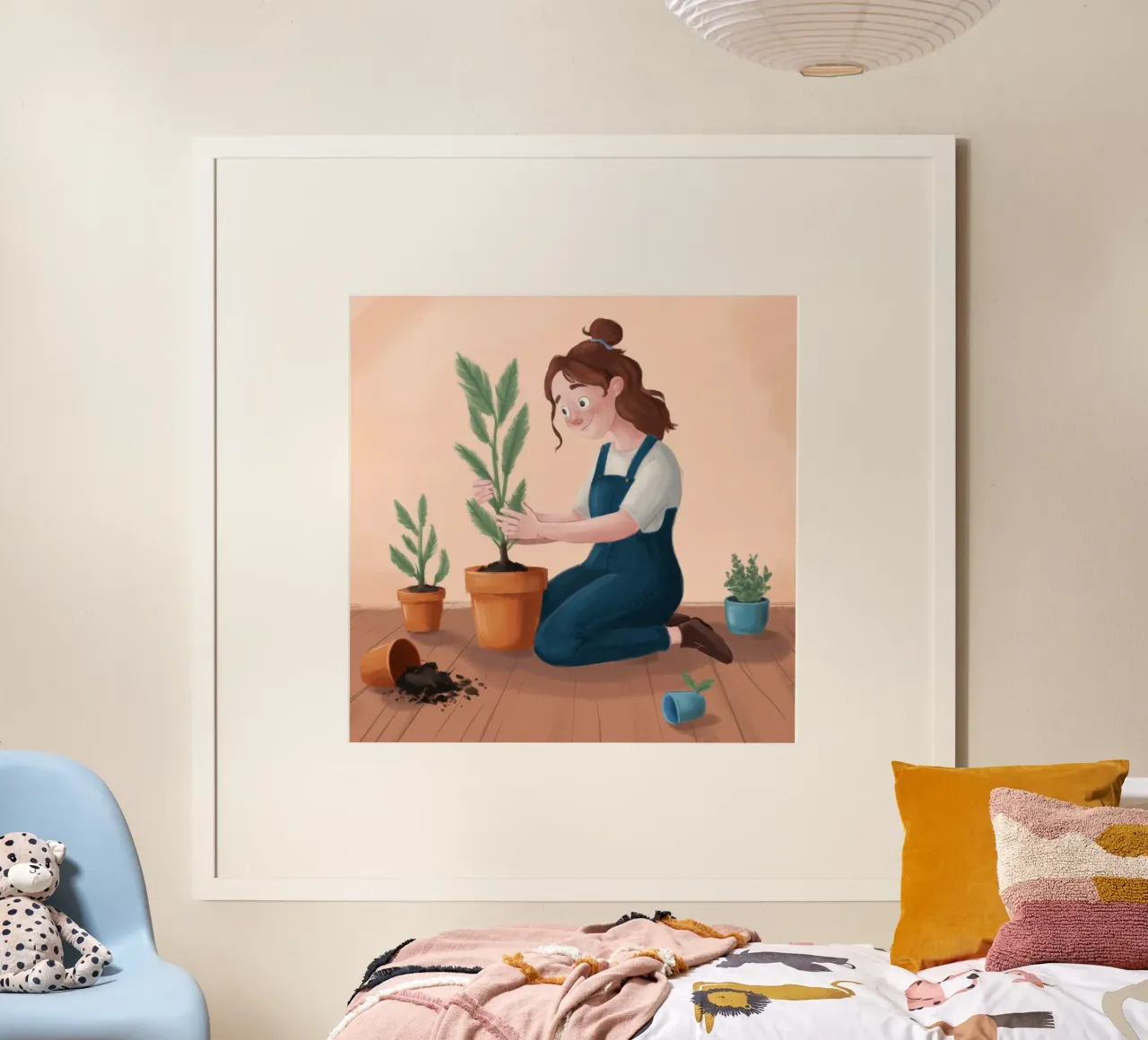 Planter un moment de douceur poster avec cadre en bois de Arcane Shade