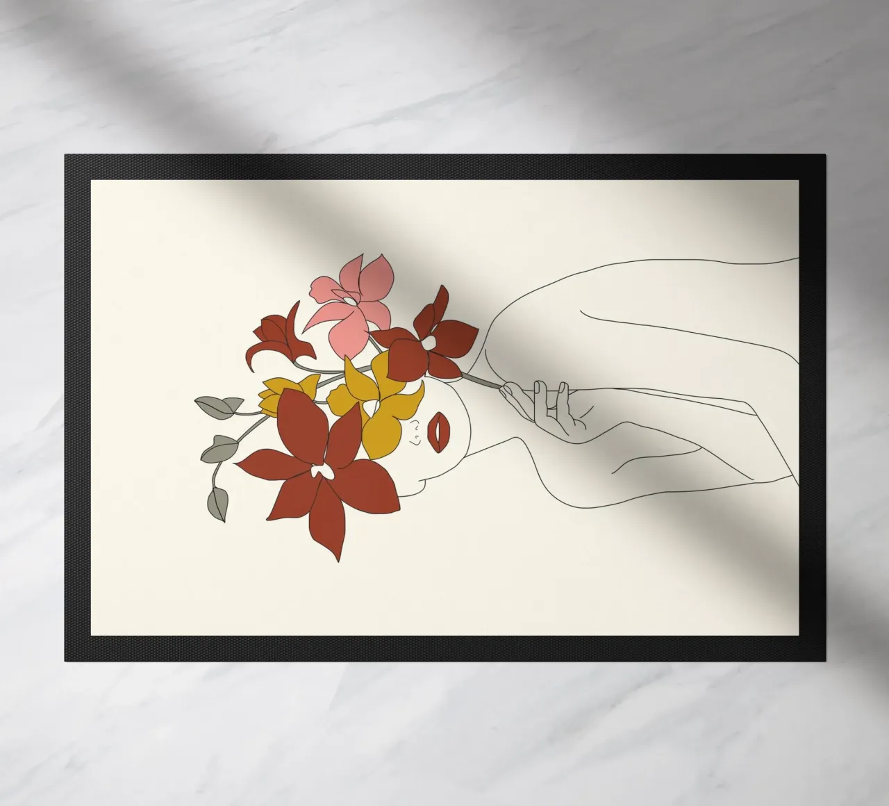 Colorful Thoughts Minimal Line Art Woman with Orchids zerbino da Nadjaa