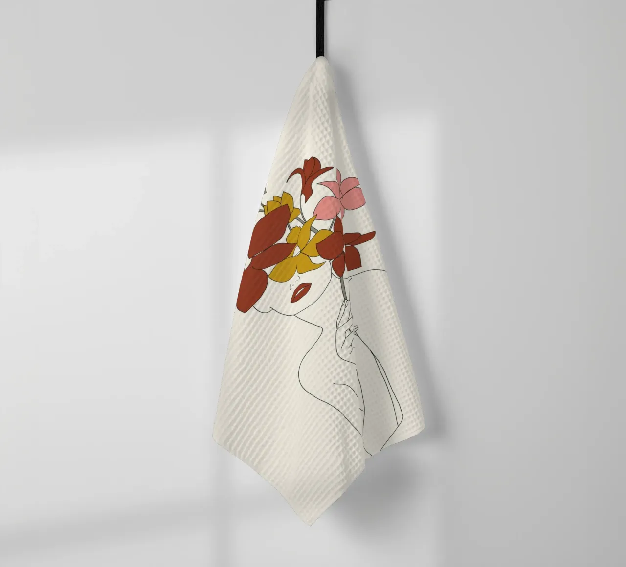 Colorful Thoughts Minimal Line Art Woman with Orchids canovaccio da cucina da Nadjaa