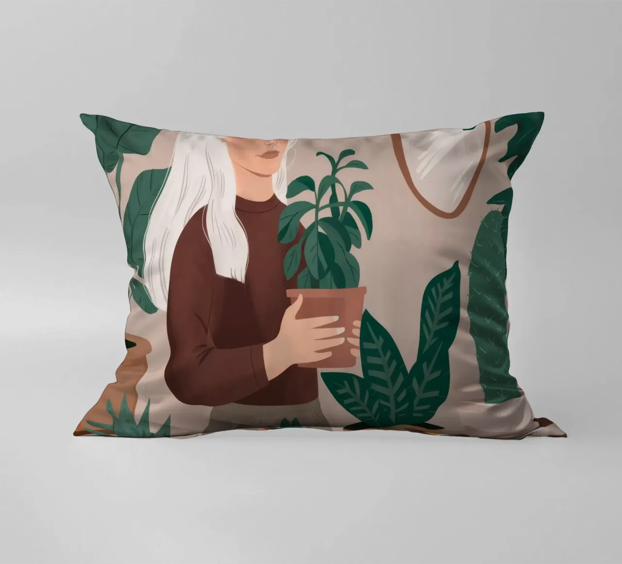 Silver Serenity Plant decorative cushion by Arcane Shade