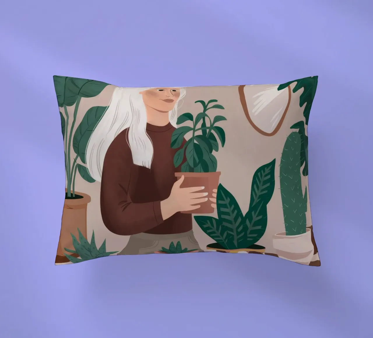 Silver Serenity Plant decorative cushion by Arcane Shade