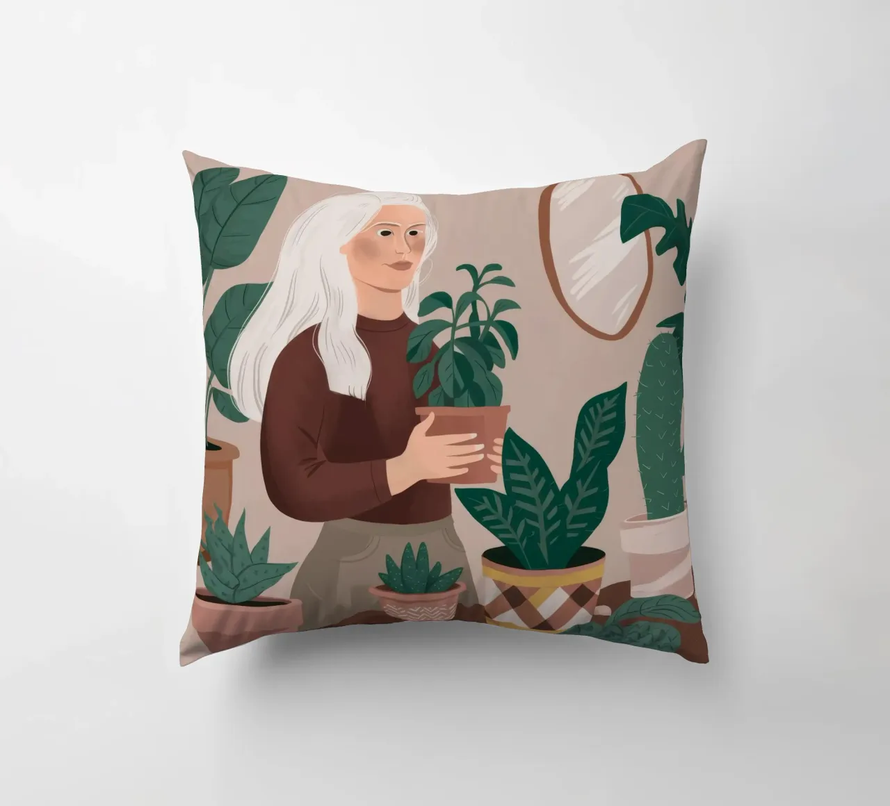 Silver Serenity Plant decorative cushion by Arcane Shade