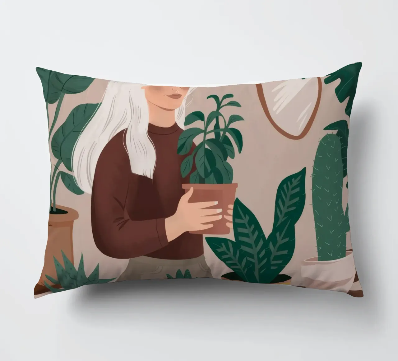 Silver Serenity Plant decorative cushion by Arcane Shade