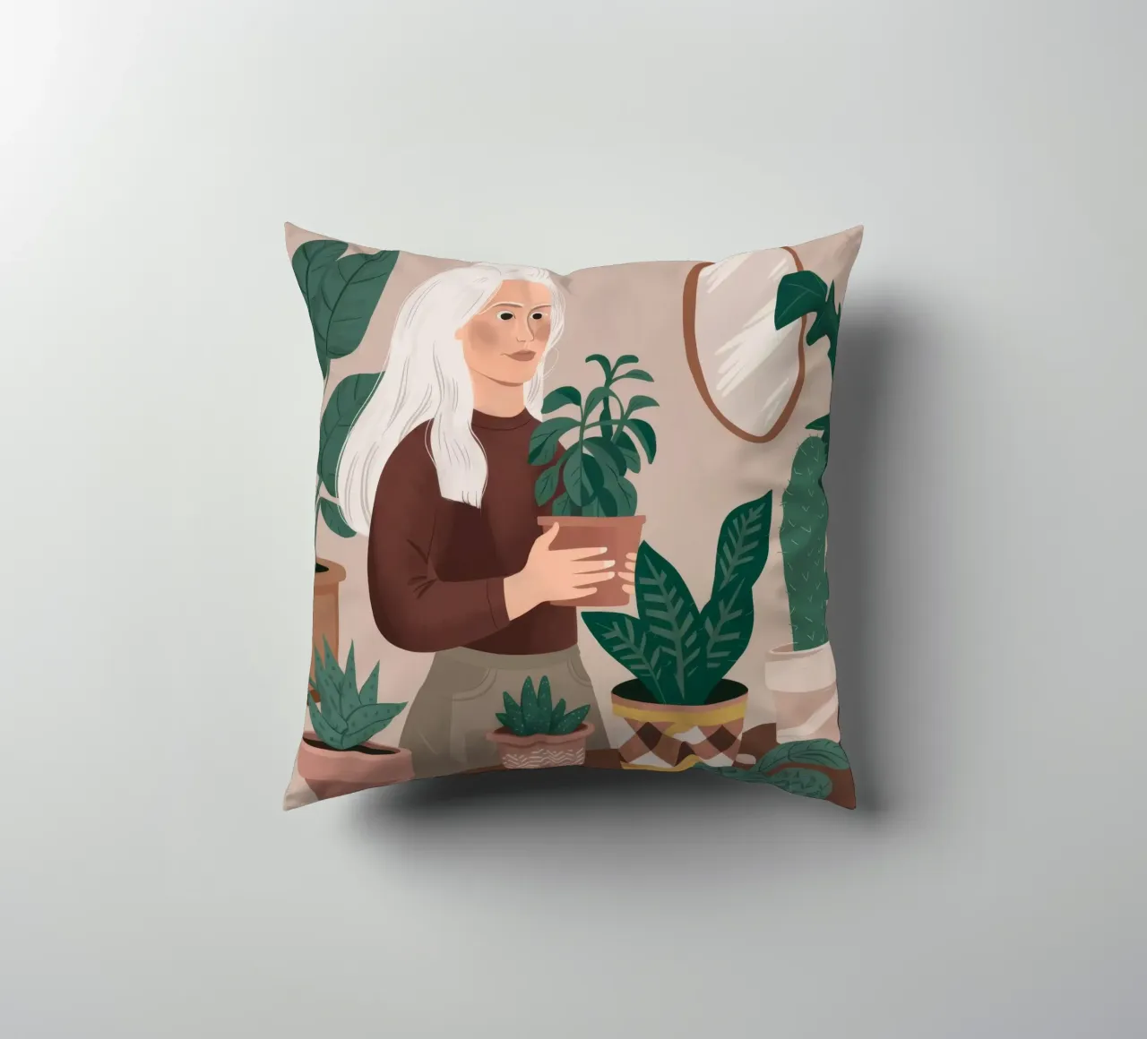 Silver Serenity Plant decorative cushion by Arcane Shade