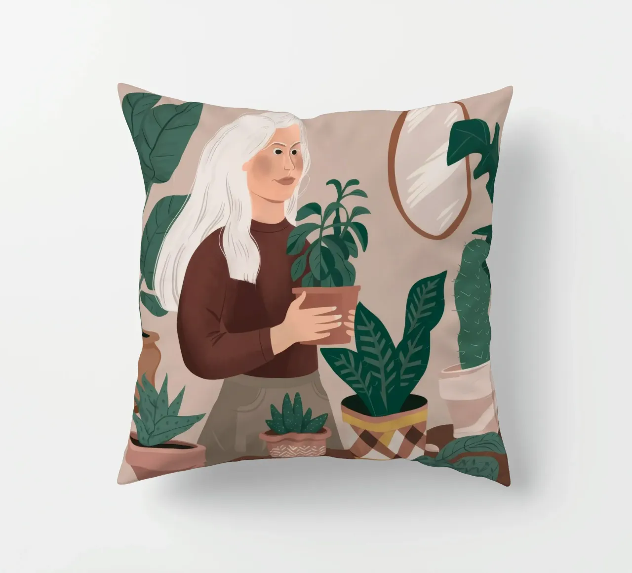 Silver Serenity Plant decorative cushion by Arcane Shade