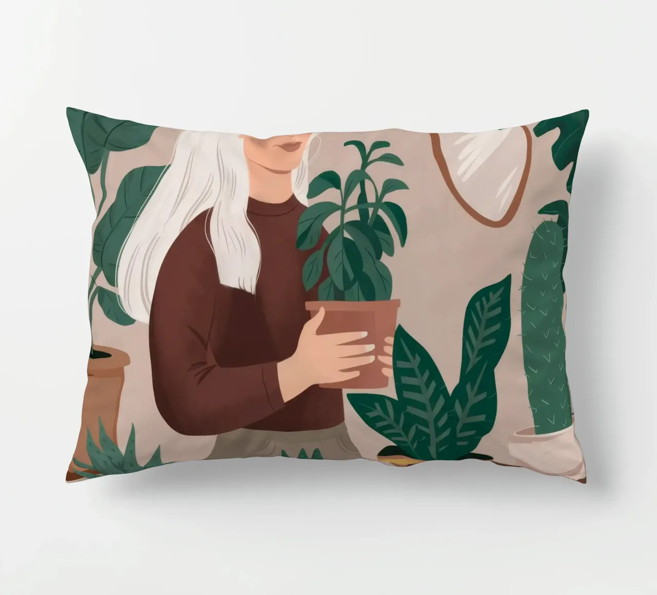 Silver Serenity Plant decorative cushion by Arcane Shade