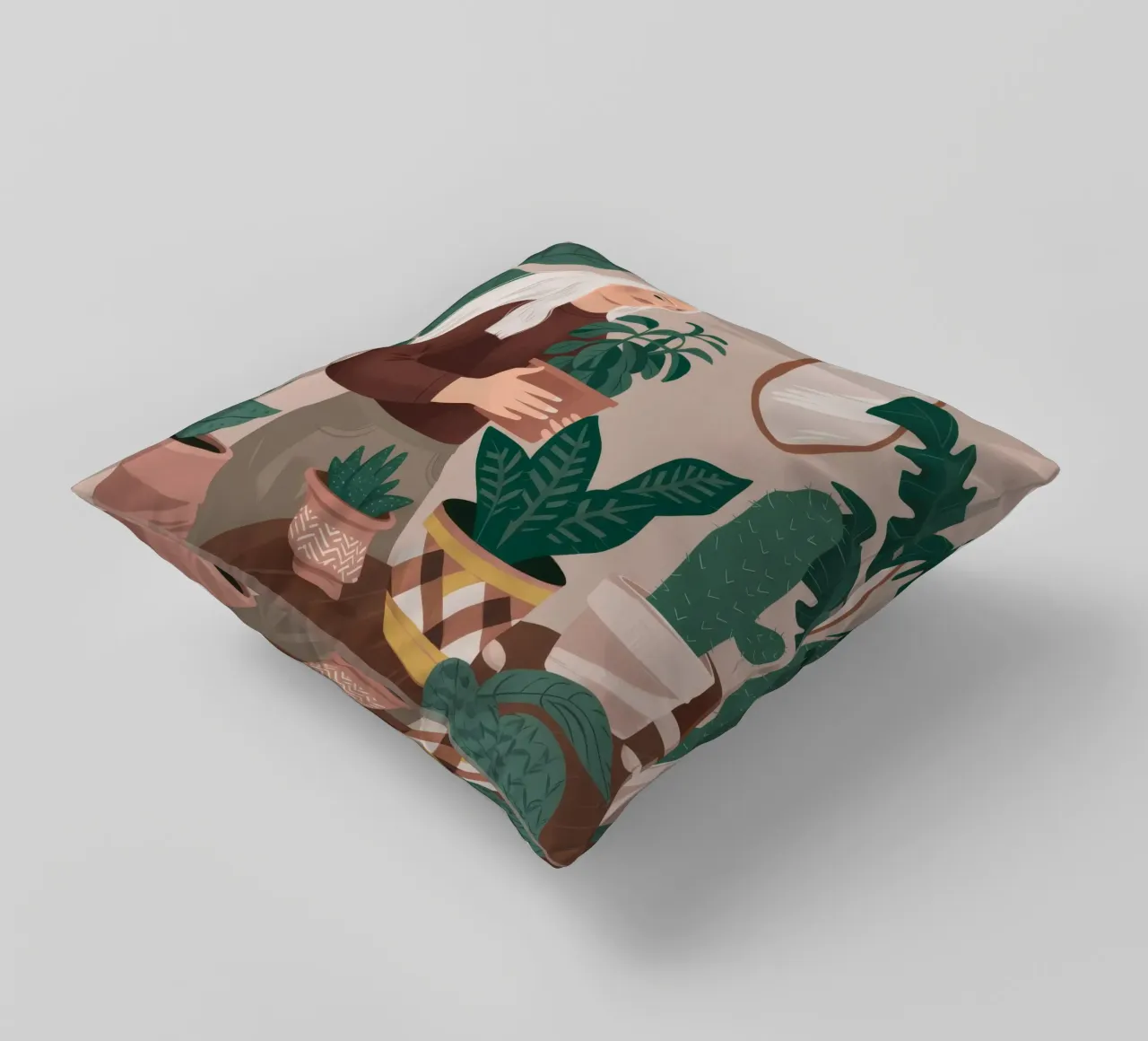 Silver Serenity Plant decorative cushion by Arcane Shade