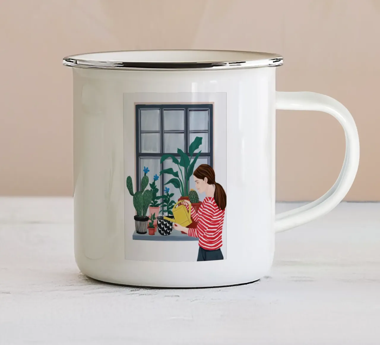 Annaffiare la calma mattutina tazza in smalto da Arcane Shade