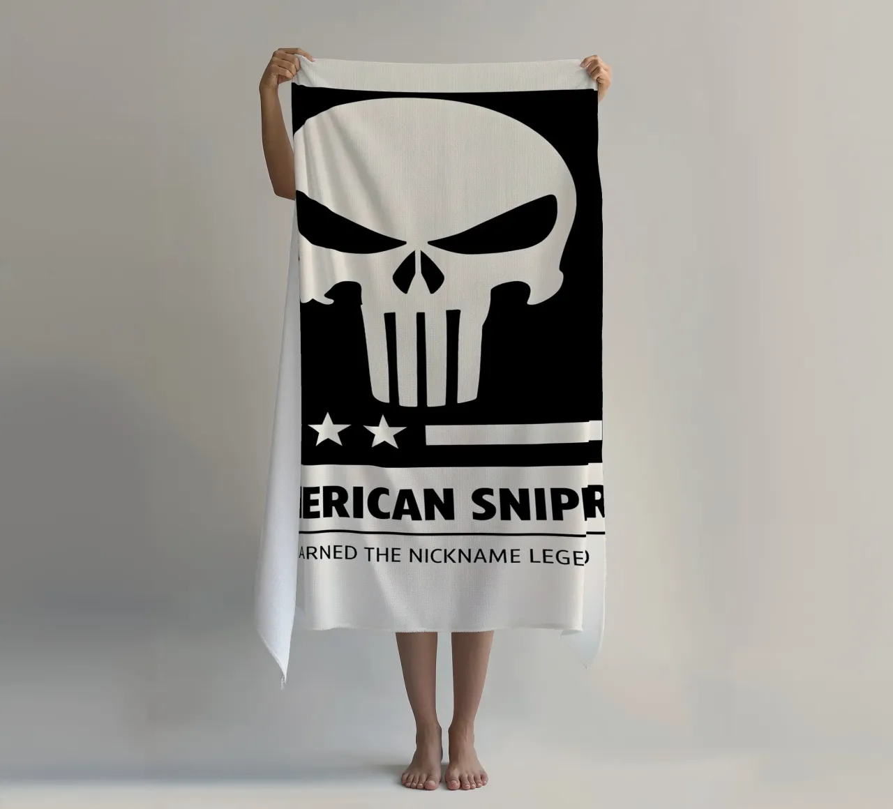 American Sniper Print beach towel by MoviesArt