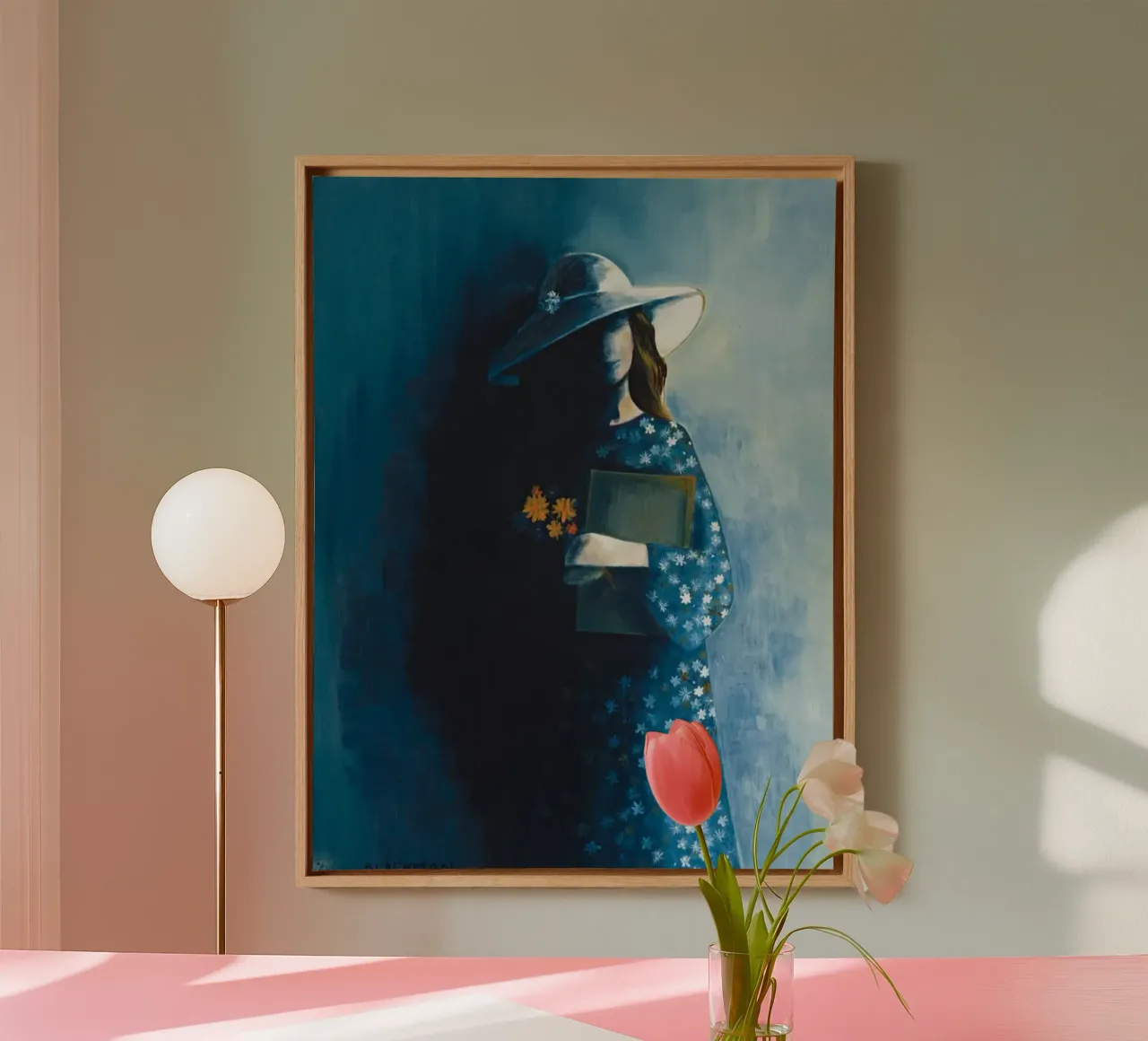 charles blackman ragazza con abito stellato e bouquet tela con Cornice a cassetta da Spencer Farrell2