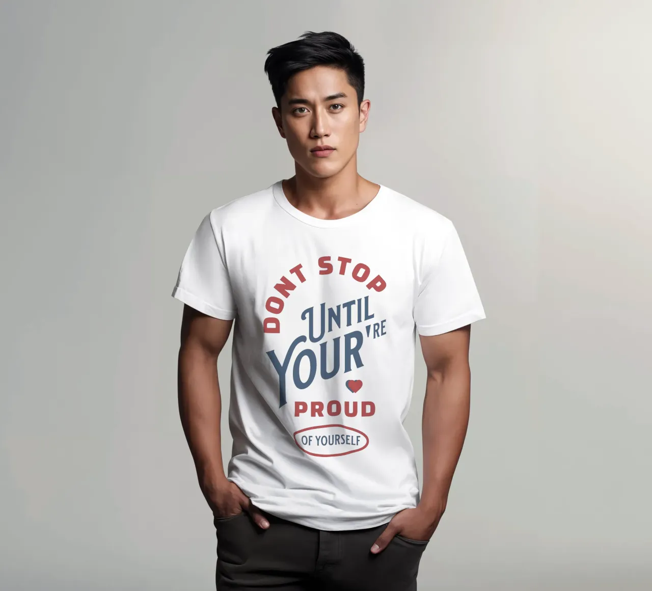 Non fermatevi finché non sarete orgogliosi di voi stessi t-shirt da Gunawan Rb