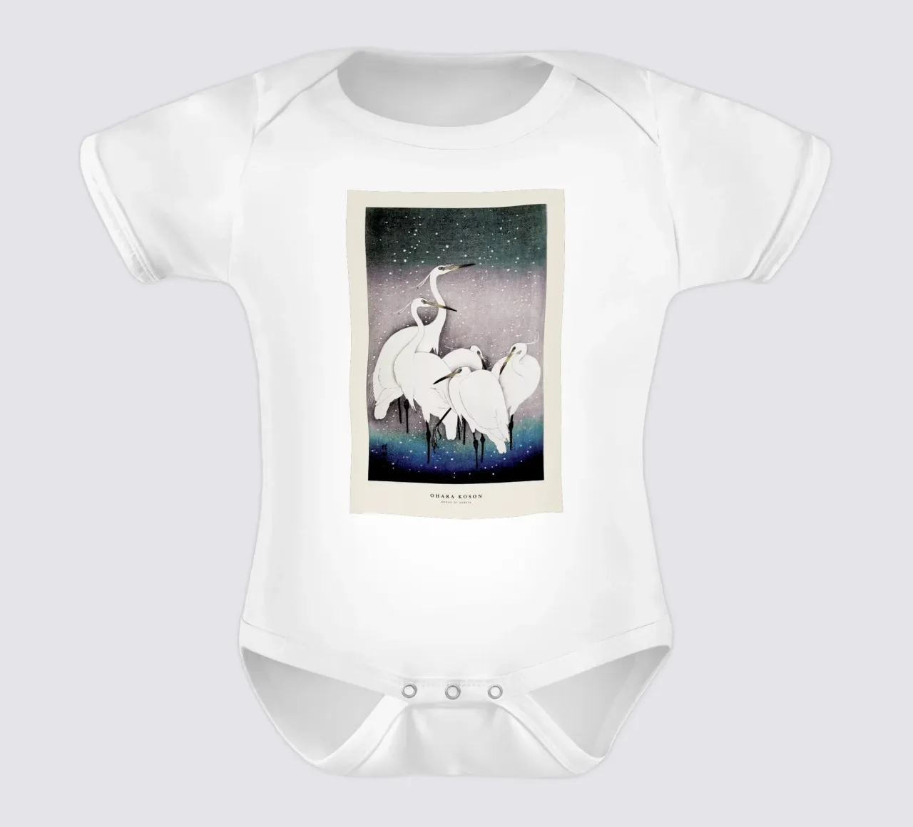 Koson - Group of Egrets body neonato maniche corte da Vintage by JUNIQE