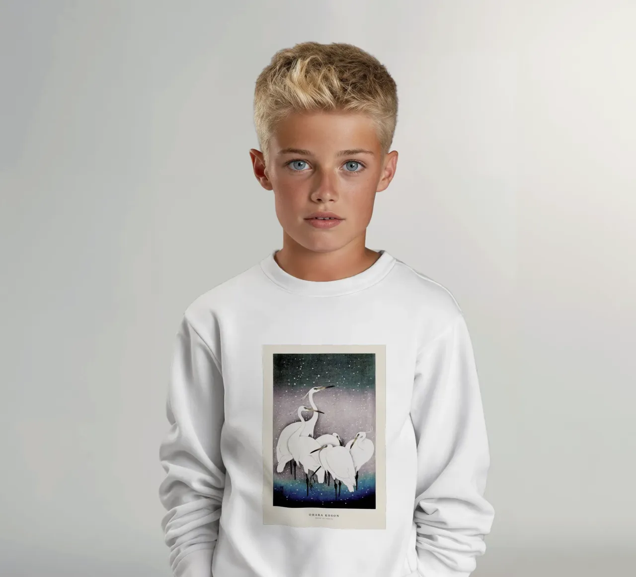 Koson - Group of Egrets felpa bambino da Vintage by JUNIQE