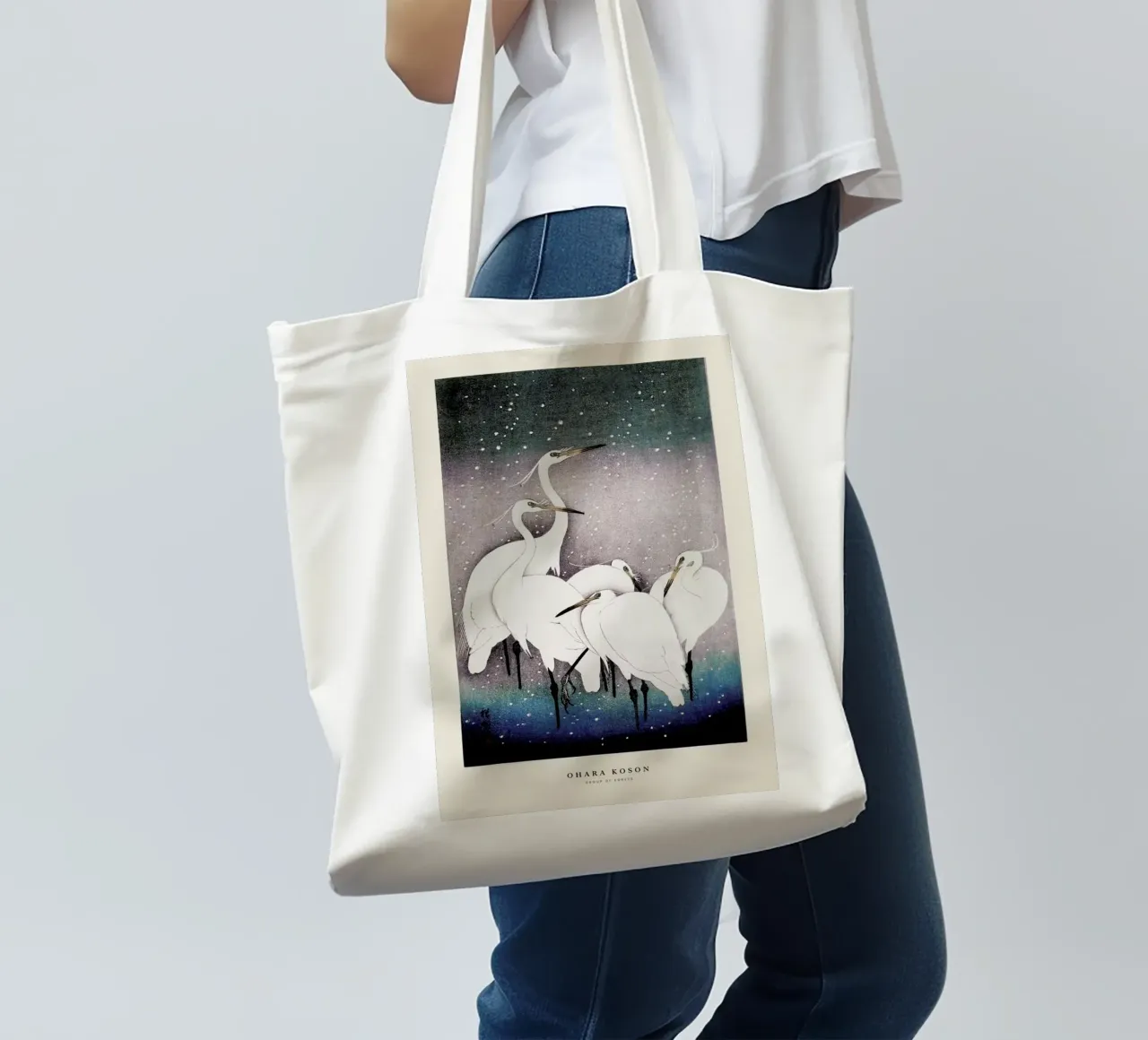 Koson - Group of Egrets borsa in juta da Vintage by JUNIQE