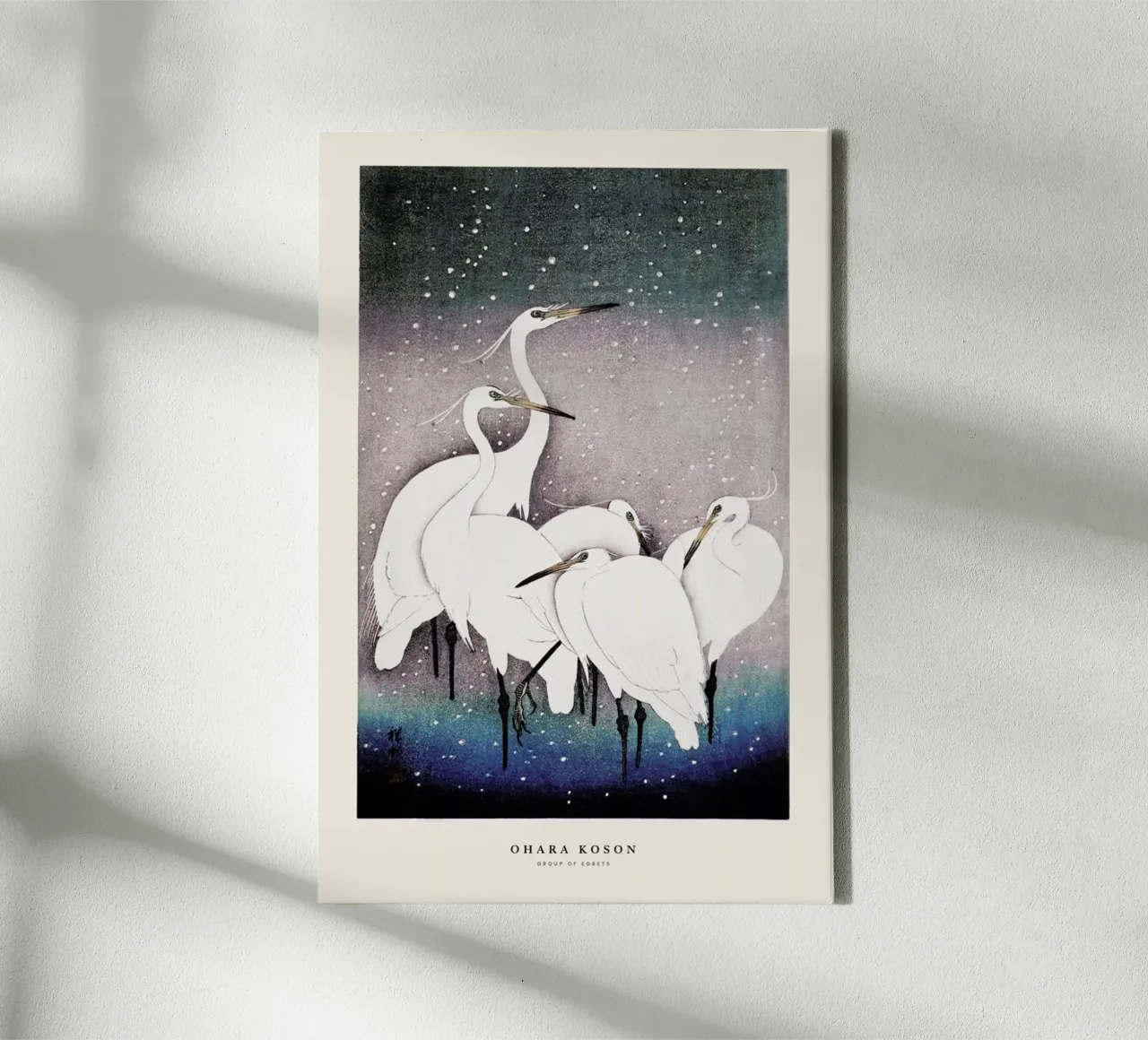 Koson - Group of Egrets canvas by Vintage by JUNIQE