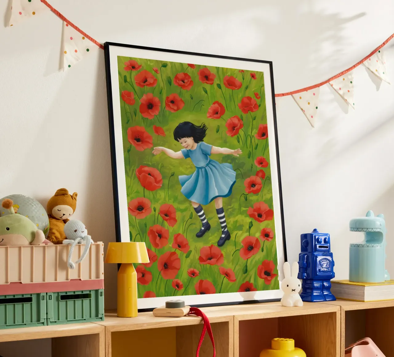 Sogno del campo di papaveri poster con telaio in plastica da Arcane Shade