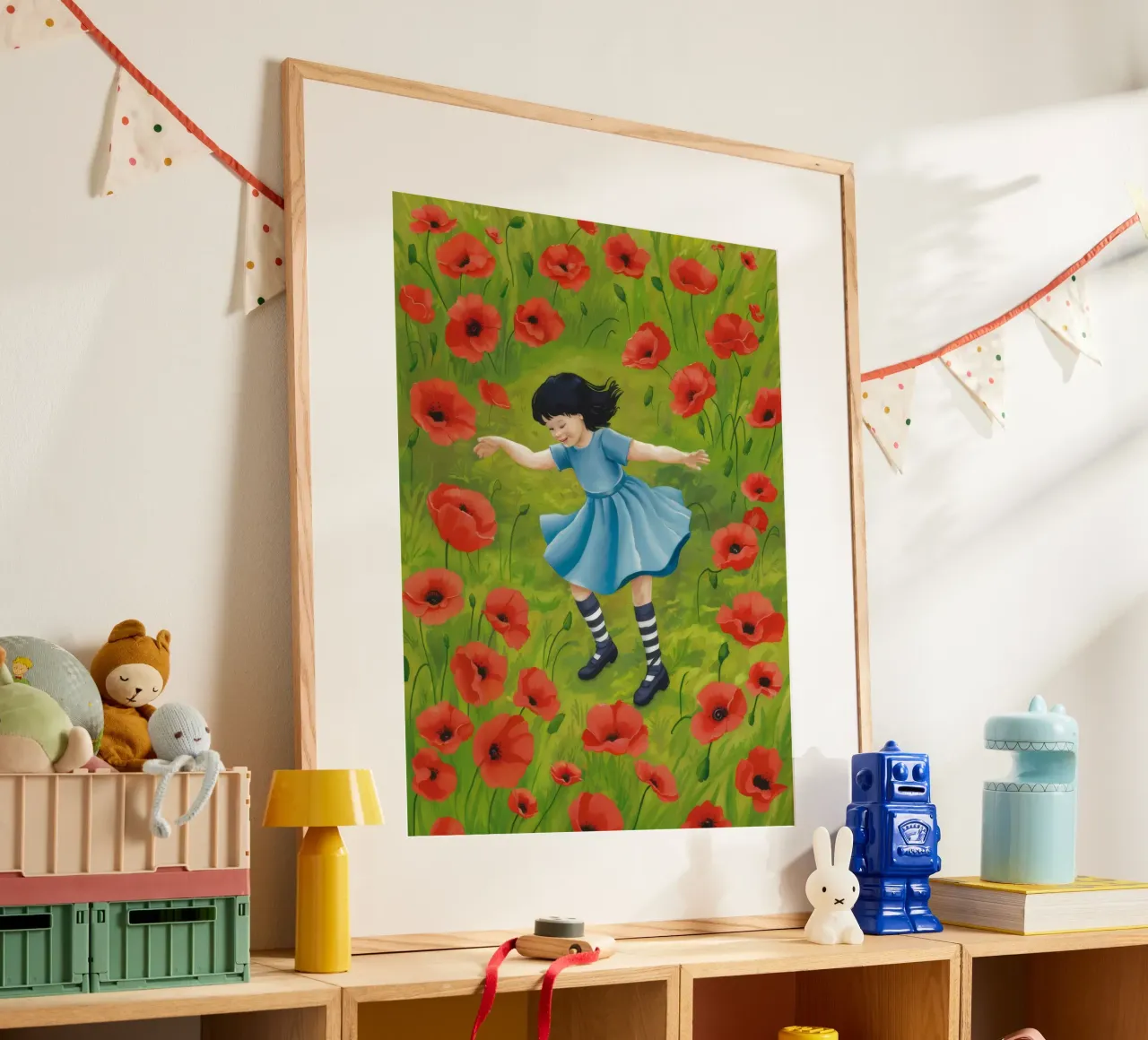 Sogno del campo di papaveri poster con telaio in plastica da Arcane Shade