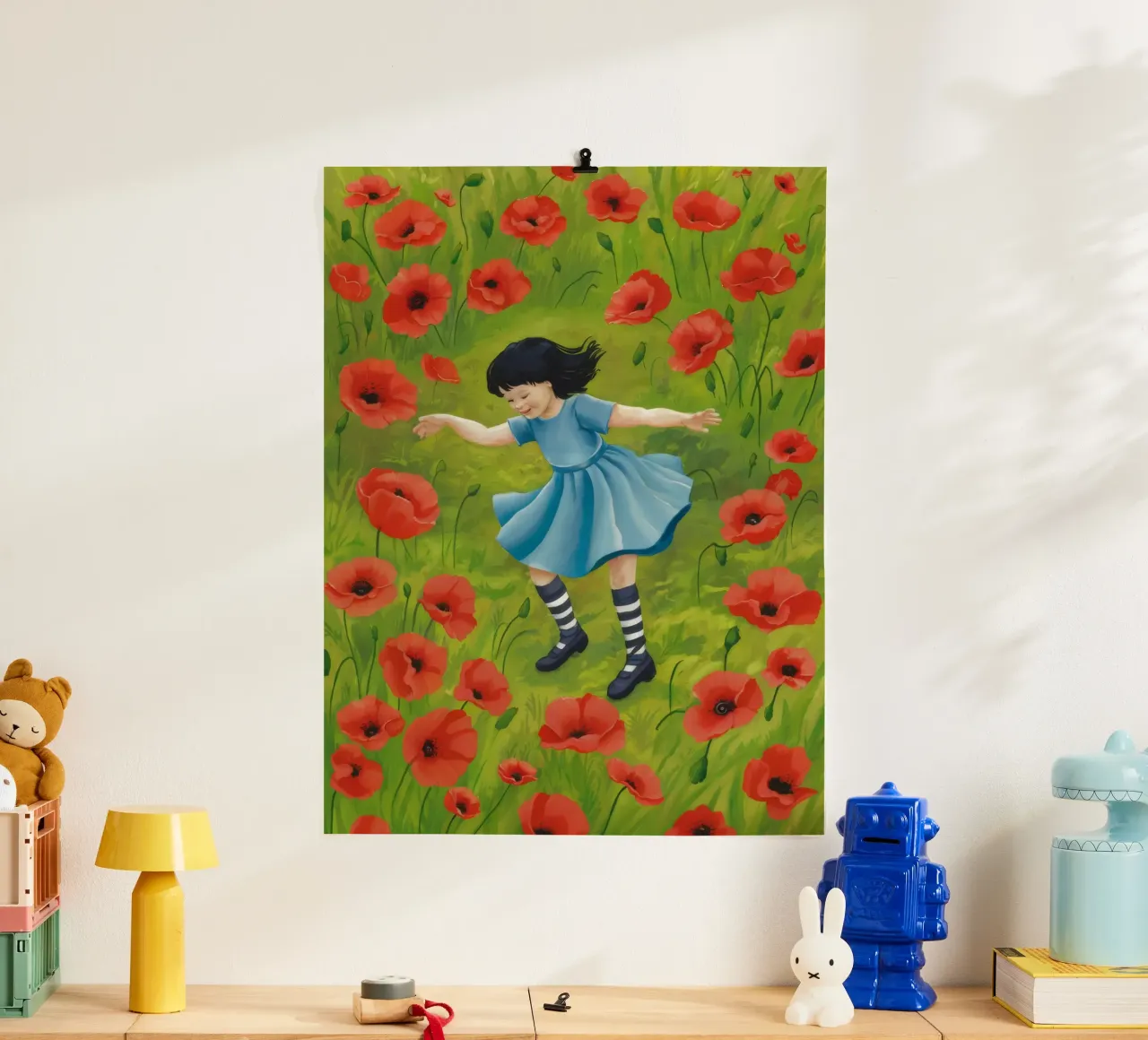 Sogno del campo di papaveri poster con telaio in plastica da Arcane Shade