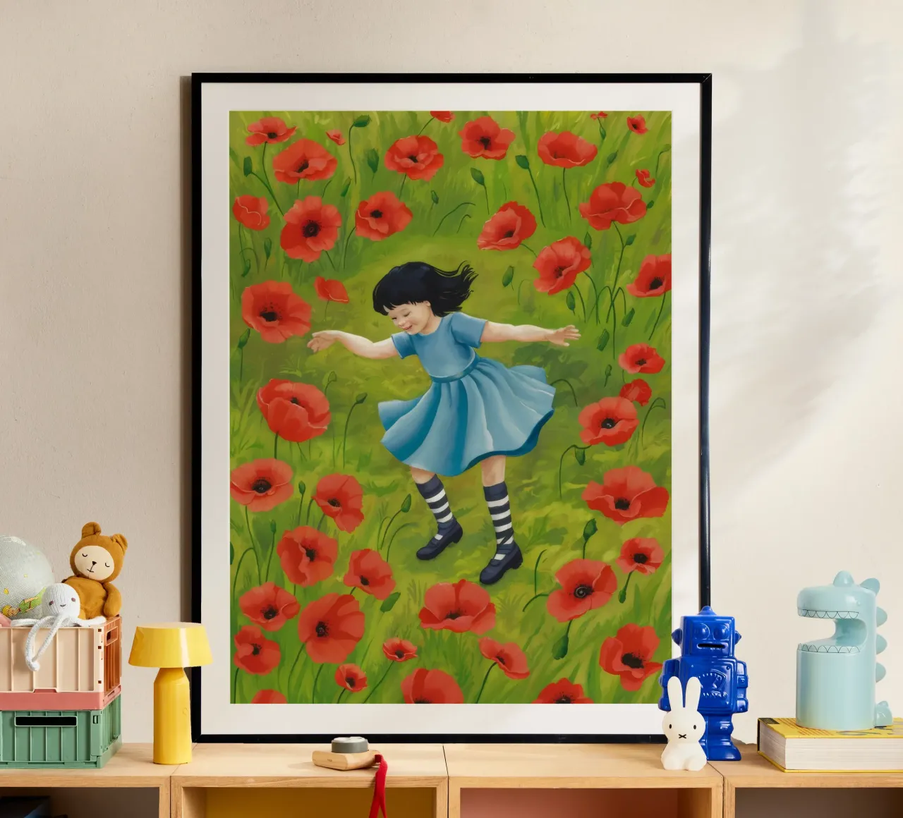 Sogno del campo di papaveri poster con telaio in plastica da Arcane Shade