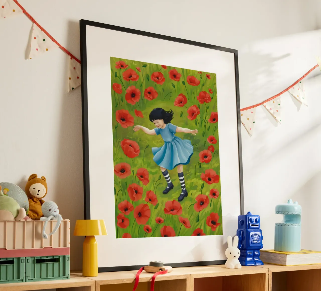 Sogno del campo di papaveri poster con telaio in plastica da Arcane Shade